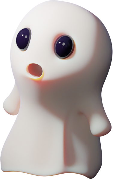 3D illustration of a scared ghost