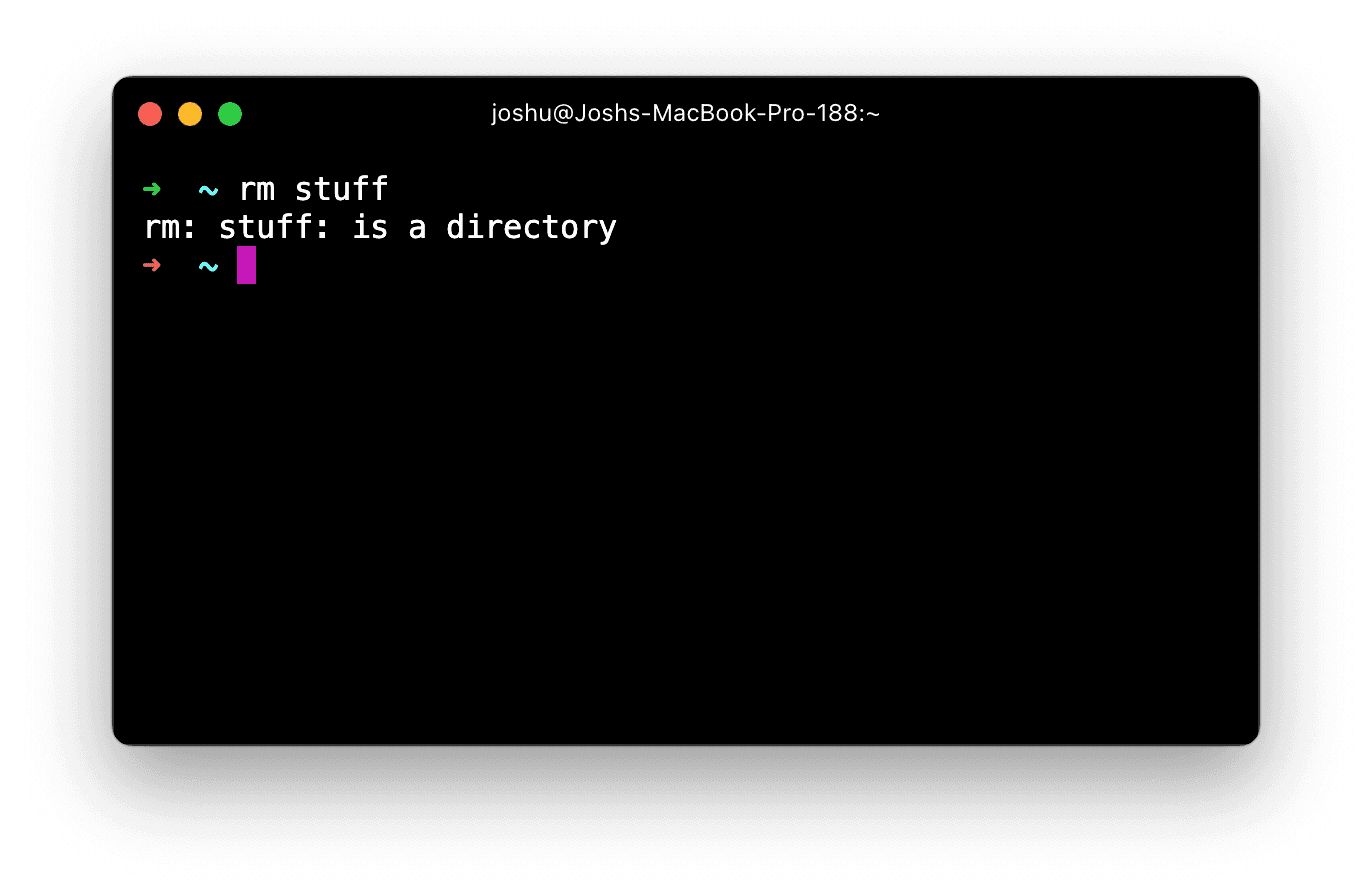 Running the 'rm' command on a directory, and getting an error