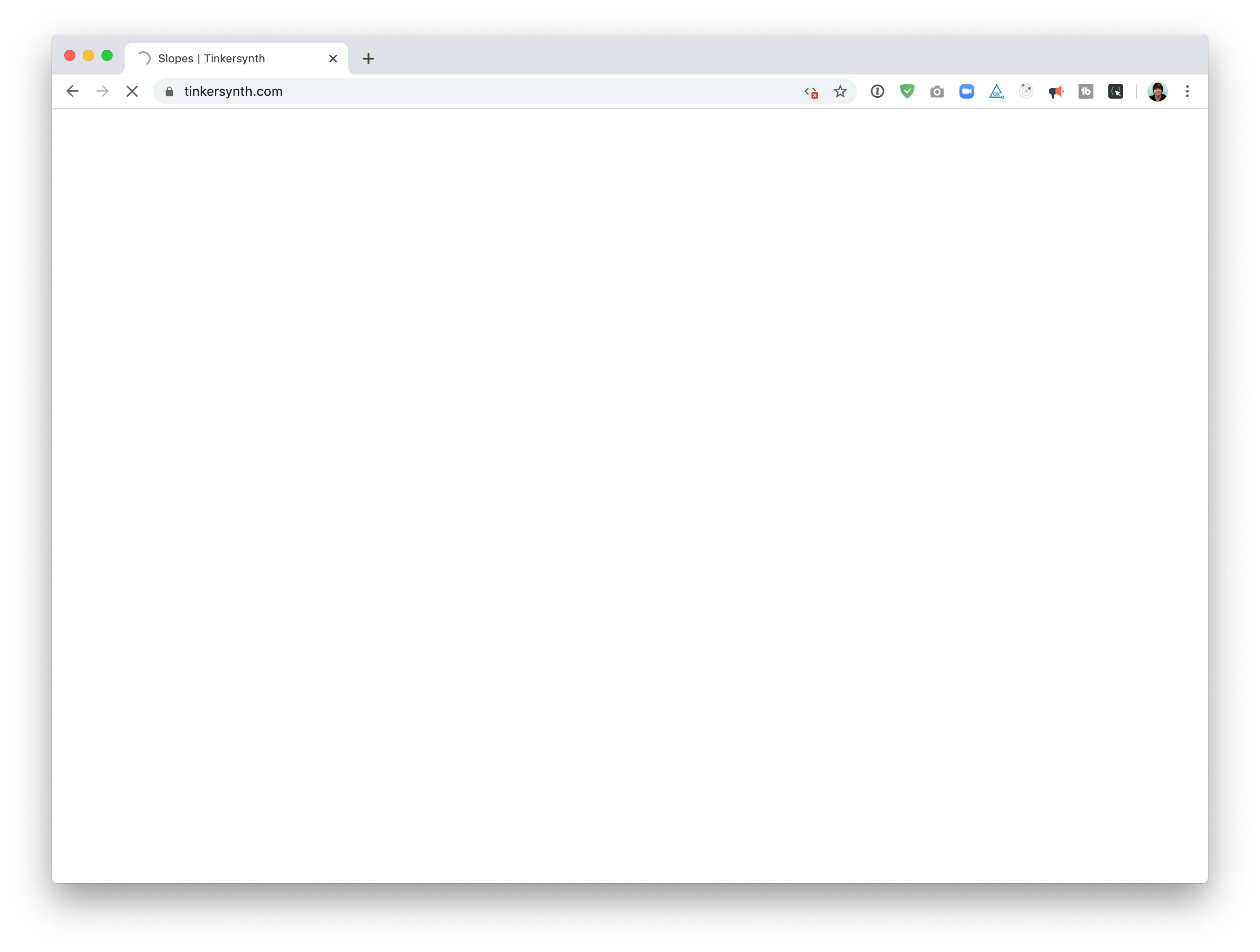 Screenshot of a browser loading a page, with an all-blank screen