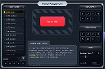 A blurry image showing a list of things on the left, a big red button in the middle, and some extra panels on the right