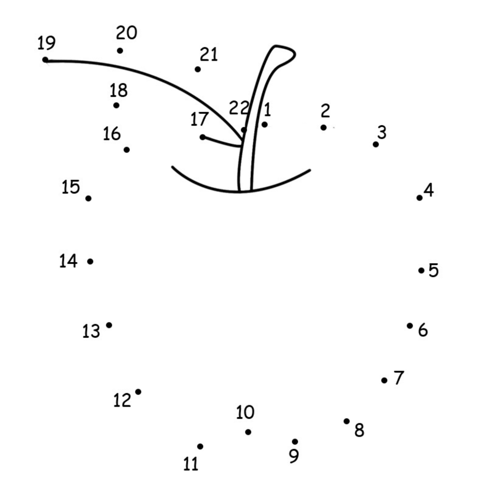 a bunch of numbered dots form the shape of an apple
