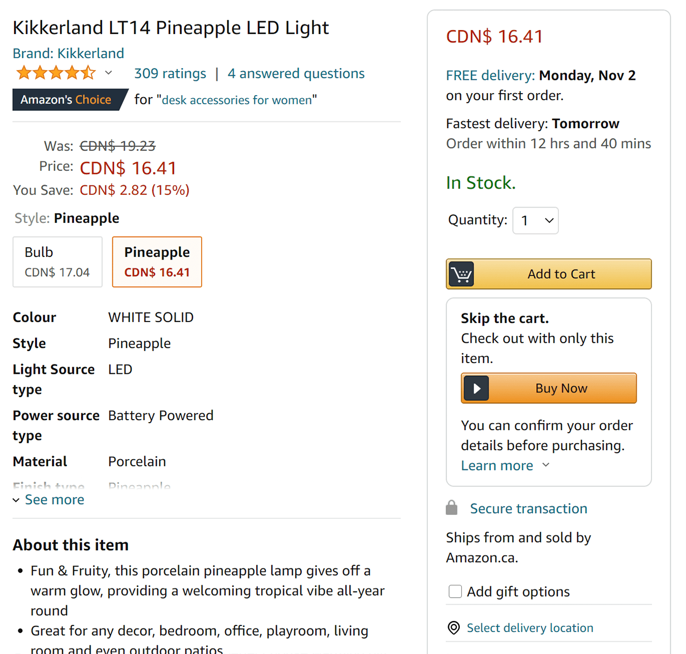 A screenshot of an Amazon listing, taken on a Windows 10 PC running Chrome